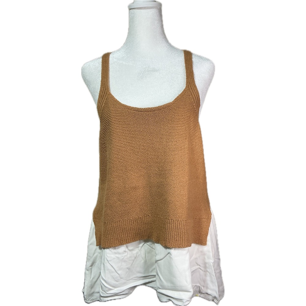 Y2K Altard State Knit Tank Camel Brown Racerback Large Layering Boho Western
